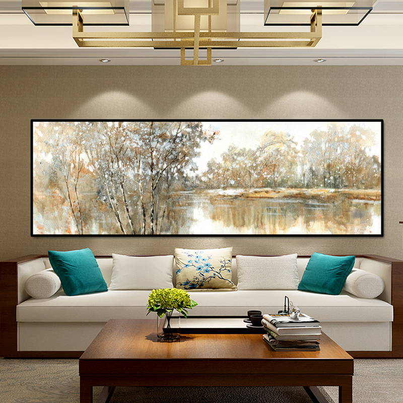 

Abstract Landscape Oil Painting Posters and Prints Wall Art Canvas Painting Trees and Lakes Pictures for Living Room No Frame