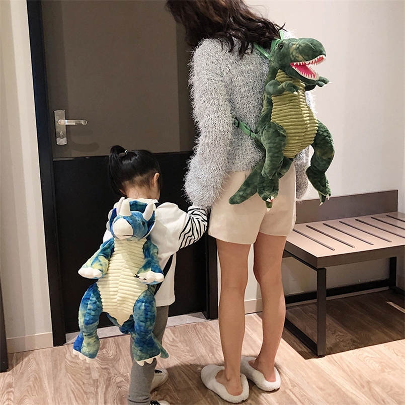 

Fashion parent-child Creative 3D Dinosaur Backpack Cute Animal Cartoon Plush Backpack Dinosaurs Bag for Children Kids Gifts 220513, Black