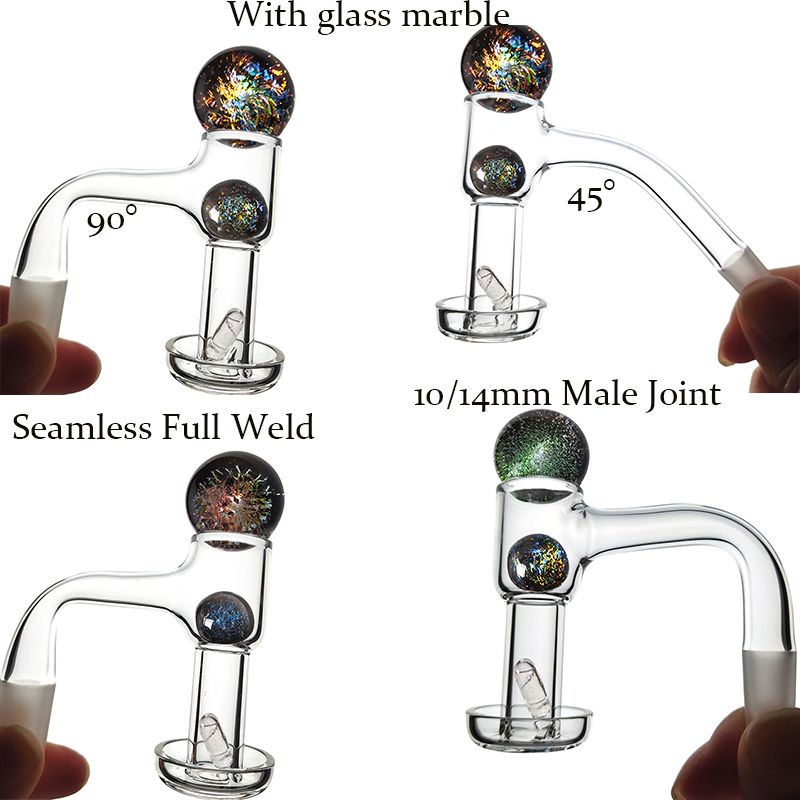 

High Quality US Grade Fully Weld Quartz Banger Smoking Flat Terp Slurper Beveled Edge Seamless Bangers With Vacuum Pearls Pill Ball Glass Bongs Oil Rigs Dab Wholesale