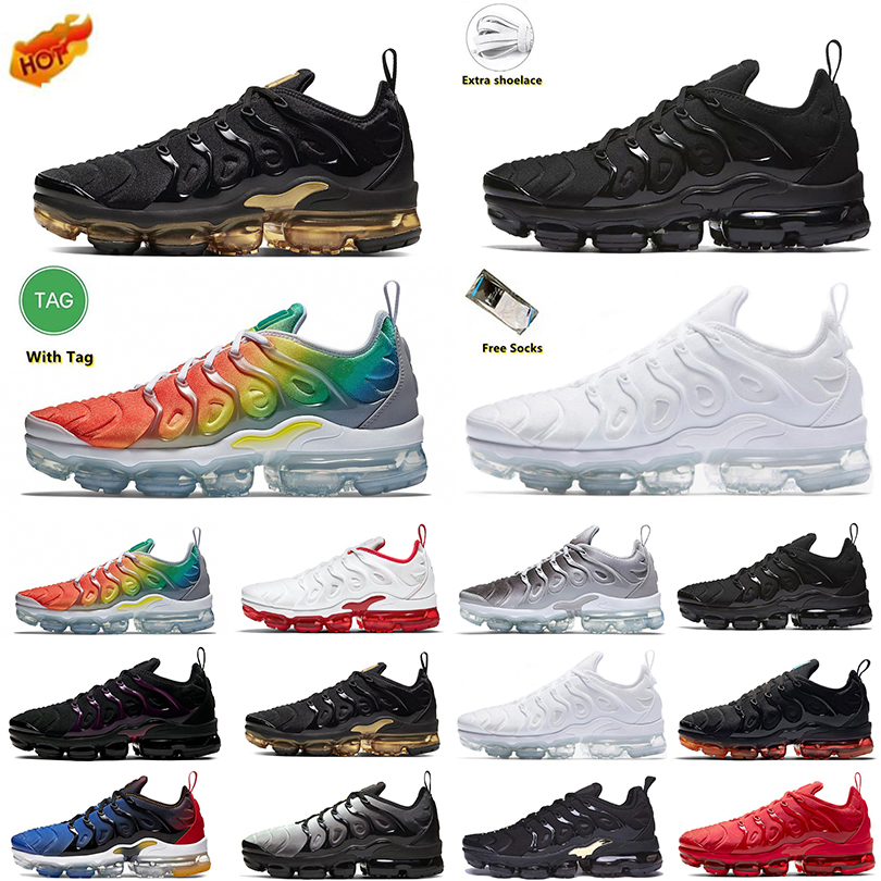 

TN Plus Mens Running Shoes Since Zebra Triple white Triple Black Bubblegum Fresh GRAPE Blue Fury Wolf Grey Neon Rainbow Men Women Sports Trainers Sneakers, Item#10