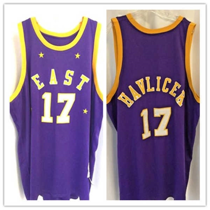 

Sjzl98 17 JOHN HAVLICEK EAST ALL STAR BASKETBALL JERSEY Top Quality 100% Double Stitched Customize any name and number, Purple