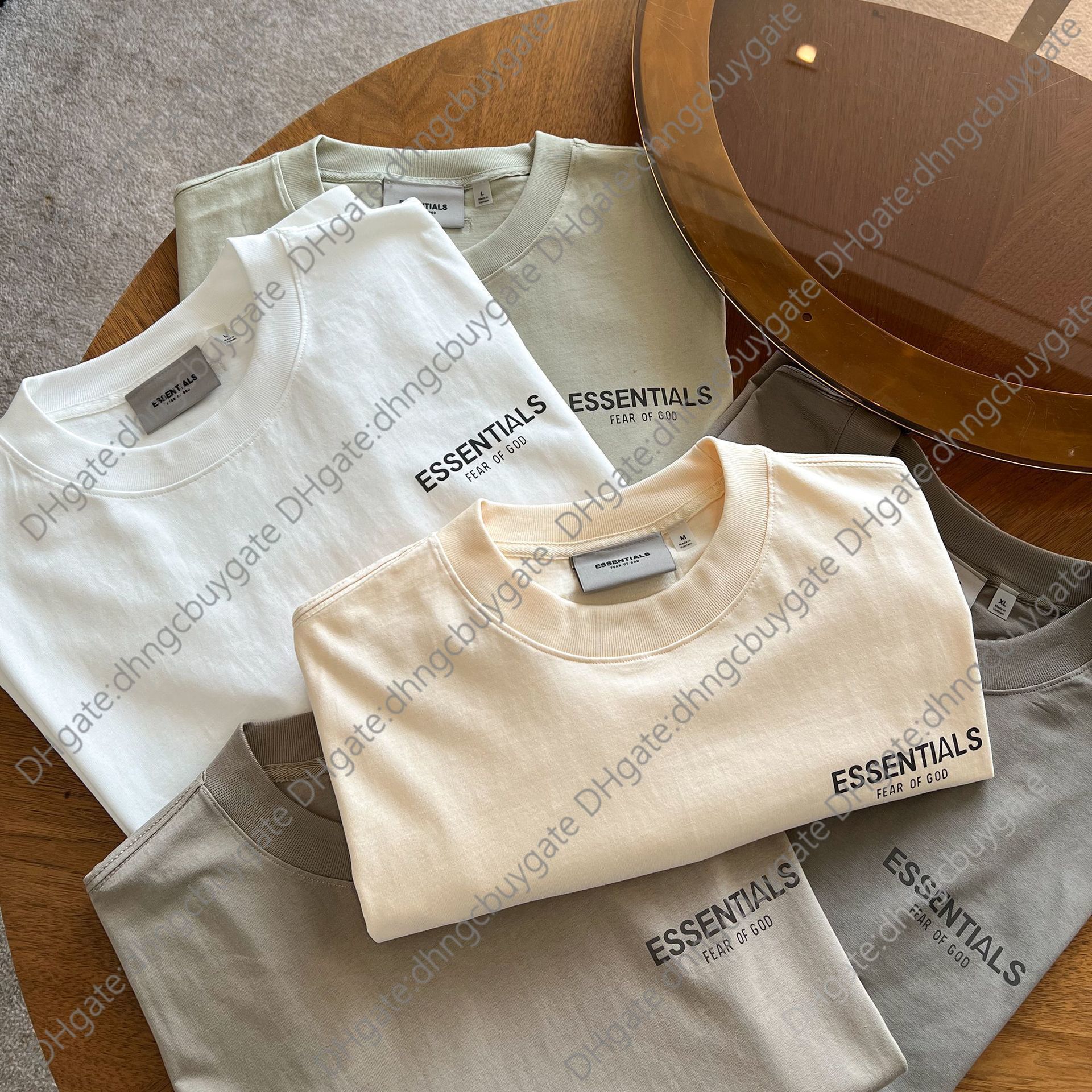 

Shirt Designer t Short Sleeve T-shirt Men' Essentials Season 7 Double Line Couple Minority American Brand Women High Quality, White