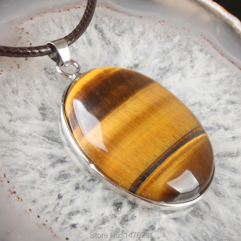 

Pendant Necklaces Genuine 40X30MM Natural Tiger's Eye Oval Bead Plating 1PCSPendant