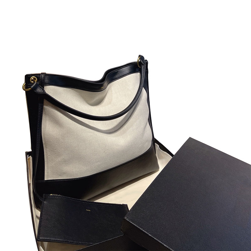 

Women shopping bags designer handbag Purse rive gauche tote canvas leather large capacity shoulder bag 35cm, White