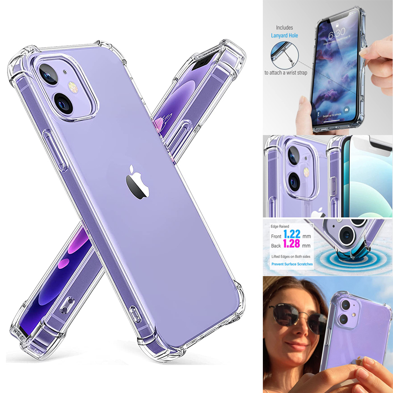 

Silicone Case Back Cover Clear Shockproof Cases For IPhone 6s Plus 11 8 13 XR SE2 12 Max Mini Pro X 6 XS 7, Transparent