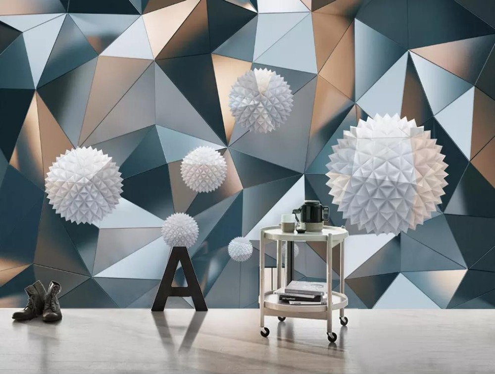 

3D suspended sphere geometric pattern background professional production mural photo wallpaper can be customized, Grey