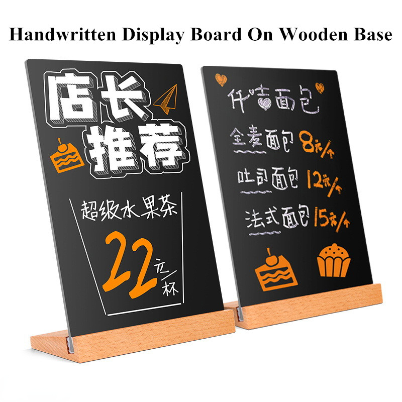 A6 148X104MM Wood Base Tabletop Blackboard Stand Restaurant Menu Holder Price Listing Sign Stand Message Chalk Board Sign-image-786168516