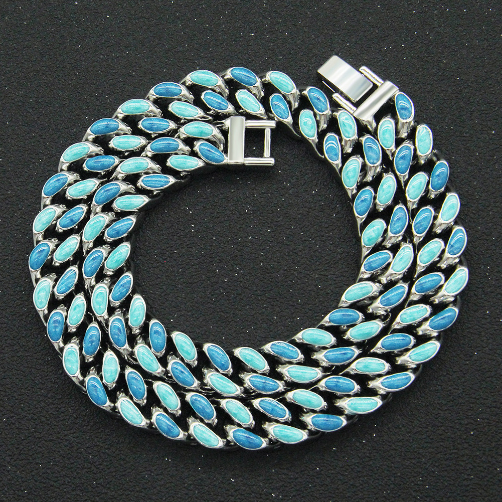 

Hiphop hip hop oil dripping alloy cool trendy men's CUBAN CHAIN NECKLACE personalized fashion net red collarbone chain