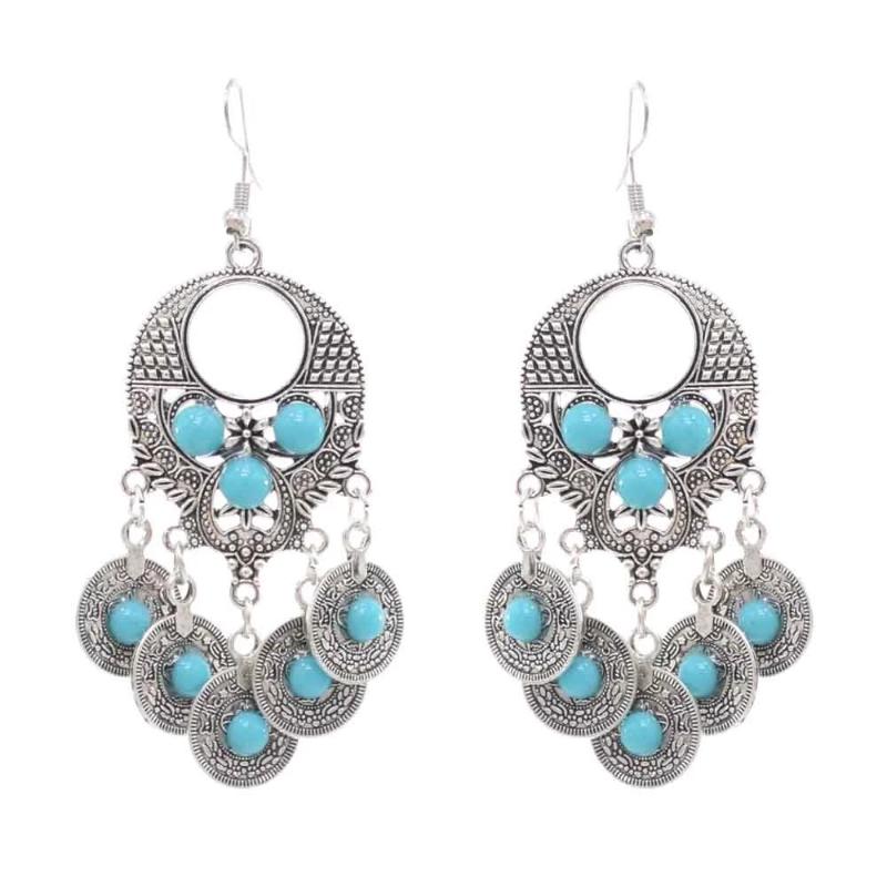 

Dangle & Chandelier Retro Silver Coin Tassel Pendant Drop Earrings For Women Boho Ethnic Gypsy Tribal Bride Wedding Afghan Earr Jewelry Acce