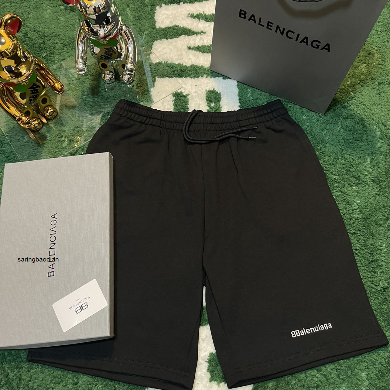 

balencaigass sweatpants for mens sport pants New fashion brand summer Paris reverse double embroidered Cola letter shorts loose casual pants for men and women, Black
