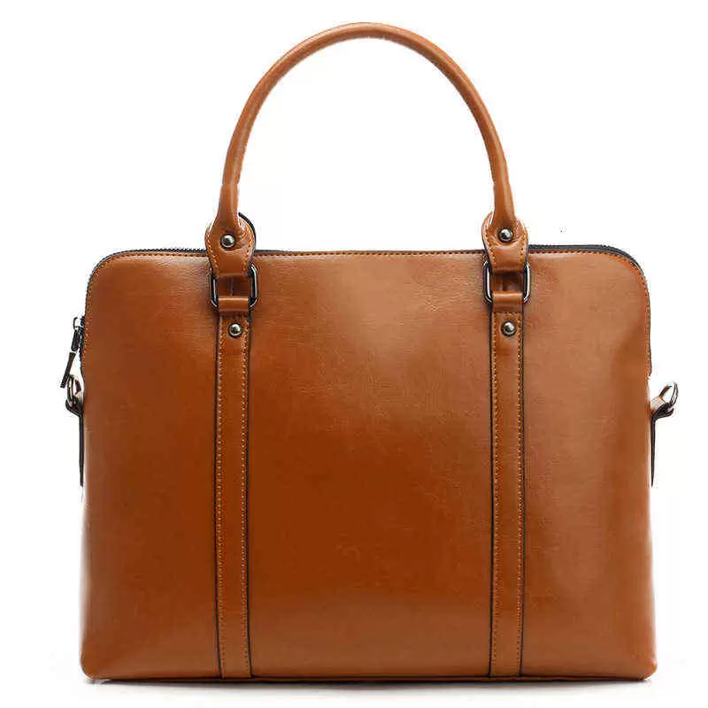 

Briefcases Leather Single Shoulder Bag Cowhide Busins Simple Women's Laptop Bag
