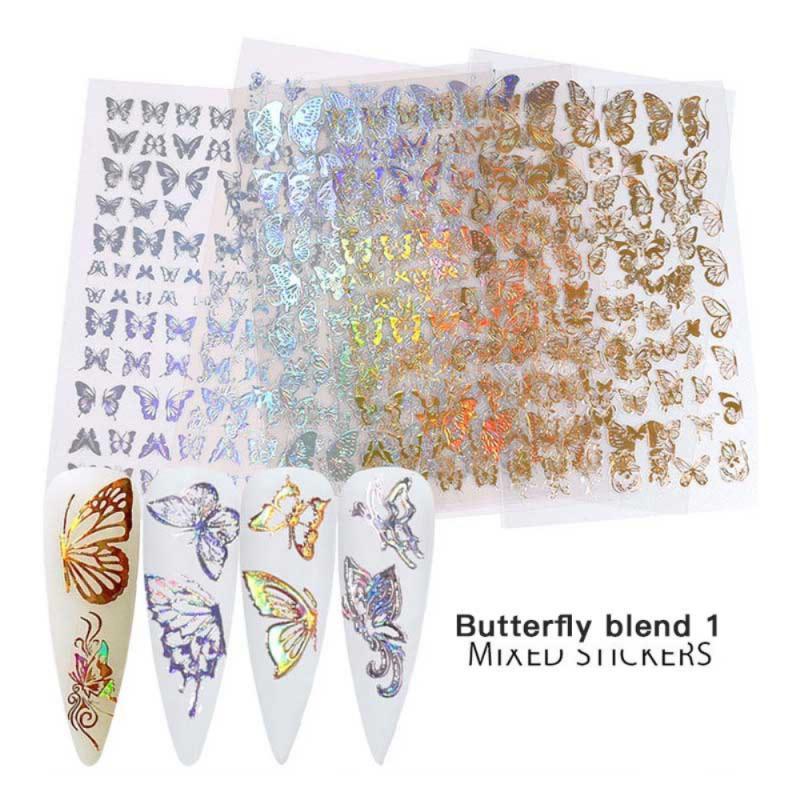 

Nail Art Kits 12/8 Sheet/lot 3D Butterfly Stickers Adhesive Sliders Colorful Transfer Decals Foils Wraps Decorations ArtNail