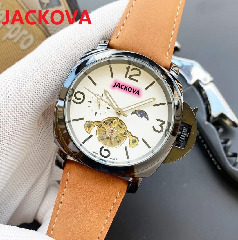 

luxury leather band tourbillon mechanical men watch 50MM dropshipping day date skeleton automatic lumious set auger sports waterproof watches Monday to Sunday, As pic
