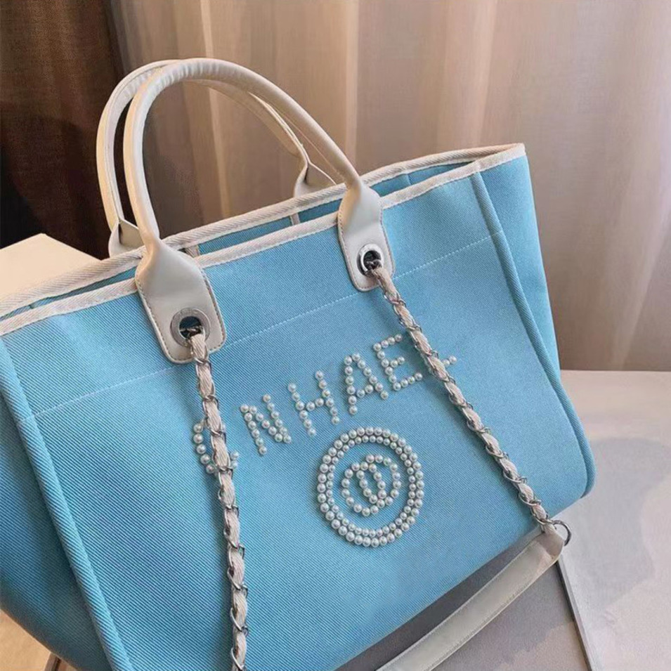 Classic Luxury Women's Handbags Beach Bags Brand Ch Pearl Label Canvas Women Evening Bag Designers Fashion High Quality Small Female Bobby B