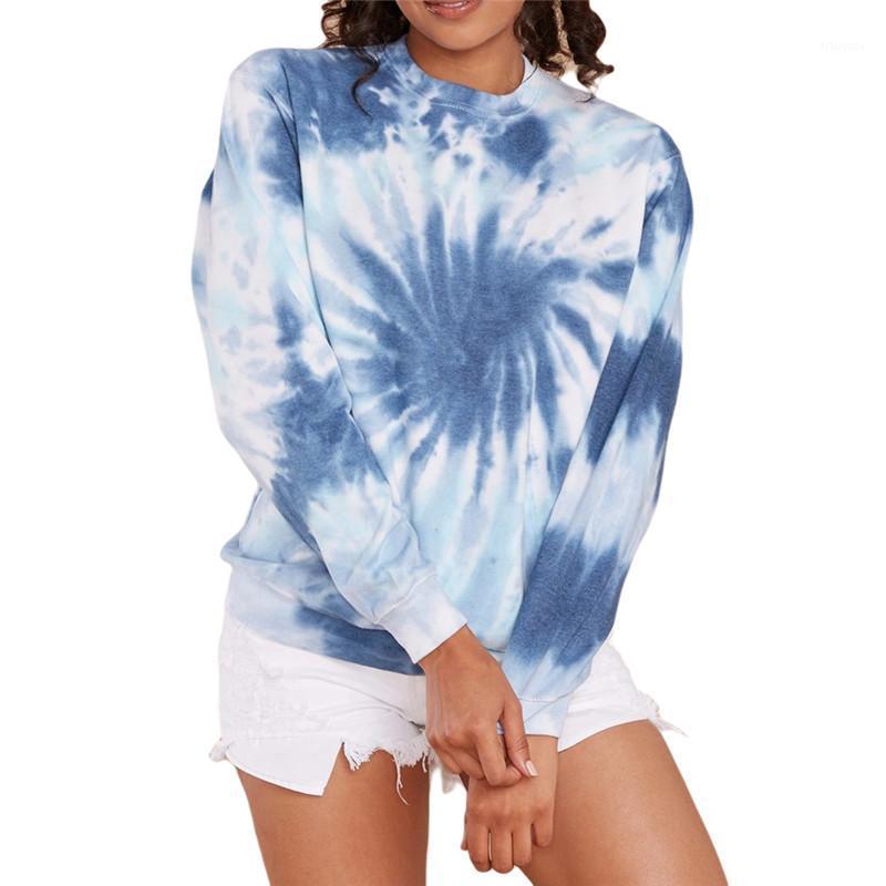 

Hirigin Spring Autumn Women Long Sleeve Casual Tie Dye Printed Sweatshirt Fashion Ladies Streetwear O-neck Blue Pullovers Tops Women' Hoodi, As the picture show