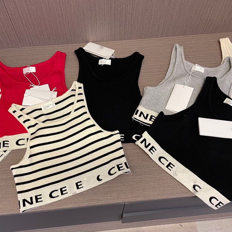 

Rib Knit red Women's Tank Top Summer Casual Basic Skinny Vest Sleeveless White Shoulder Sexy Woman size S