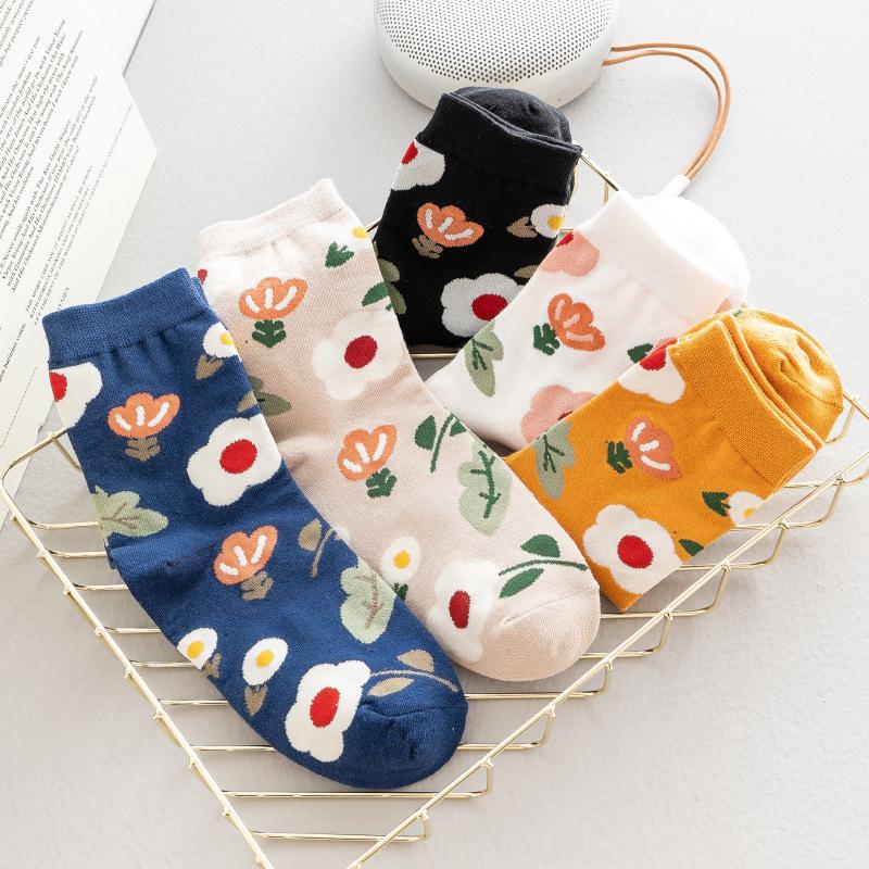 

Socks & Hosiery Autumn Winrter Flower Woman Cotton Korea Sweet Kawaii Designer Harajuku Preppy Style SocksSocks