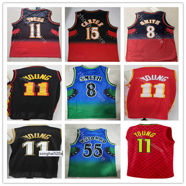 

Mens Trae 11 Young Basketball Jersey classic vintage Dikembe 55 Mutombo Pete 44 Maravich 8 Smith 4 Webb Retro green red embroidery Jerseys''nba''jersey, Army green