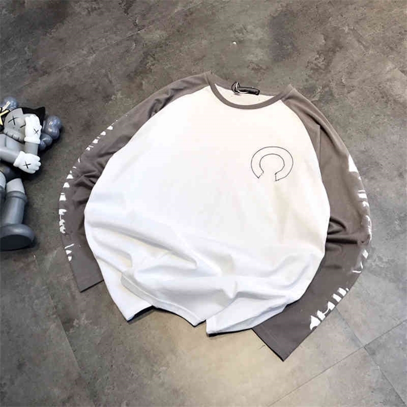 

2022 High Quality new special offer Model alphabet printed long T-shirt women's spring and autumn loose round neck splicing raglan sleeve casual bottoming shirt, White