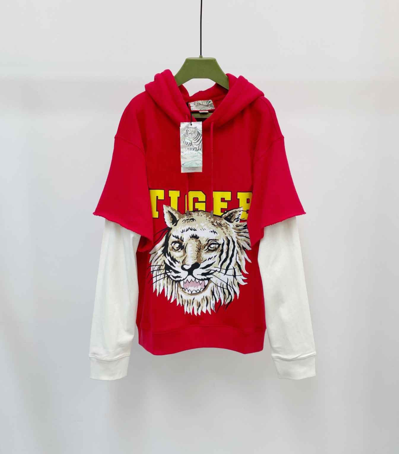 

2022 Spring and Autumn mens and womens designer hoodie ~ US size loose edition high-quality cotton material fashion tiger print design men luxury Red Hoodie