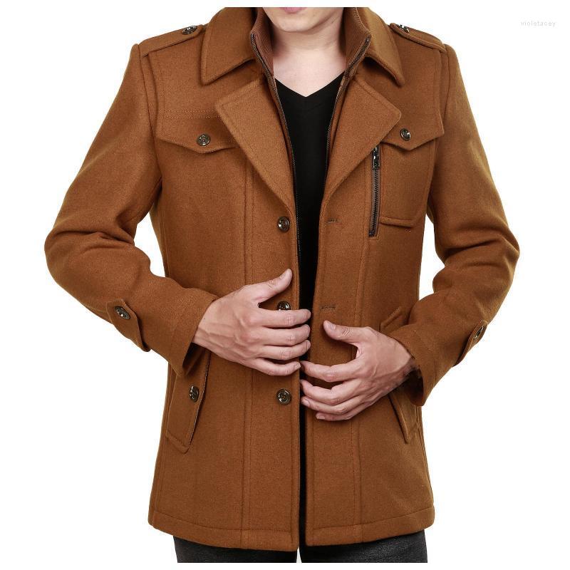 

Men's Wool & Blends High Quality Mens Trench Coat Jacket Men Leisure Long Sections Woolen Coats Pure Color Casual Fashion Windbreaker Viol22, Khaki
