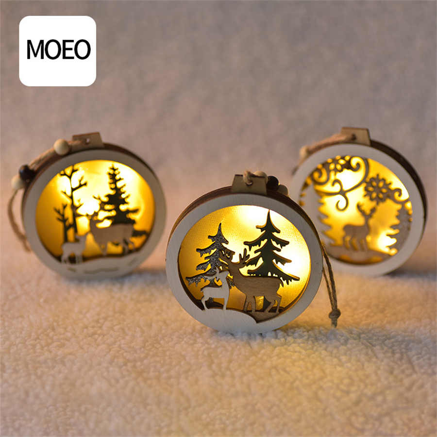 

New Christmas creative home gift wooden elk Christmas tree high-end atmosphere with light pendant