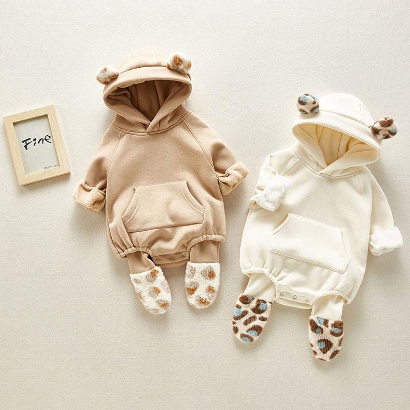 

Jumpsuits Winter Baby Girl Bodysuits 0-2Yrs Plush Ears Born Clothes Hooded Bodysuit Climbing ThickenedJumpsuits, Gz18 stockings