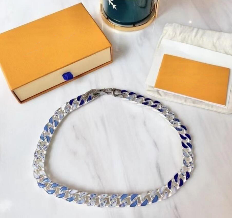 

Bracelets high quality luxury Louiseity jewelry designer Viutonity fashion men woman Lvs original packaging cuban link chains gradient blue necklace