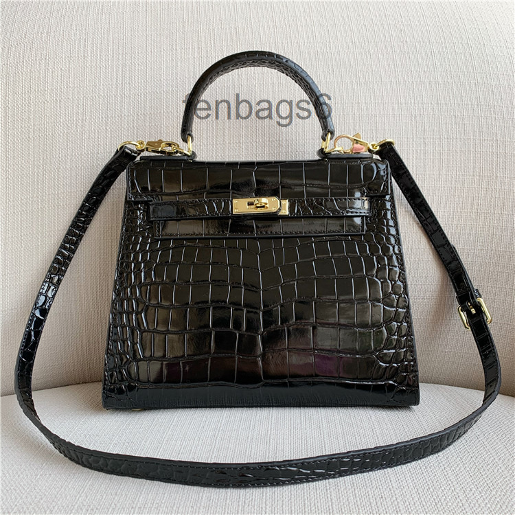 

Designers Bag Herme 2022 Bags Women Handbags Kellies Mini Crocodile Leather Mini Messenger One Shoulder Hand, 25 "black