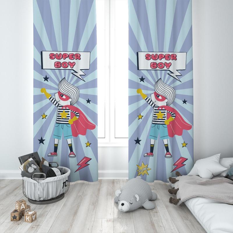 

Curtain & Drapes Cute Super Kids Baby Boy Room With Cloak Special Design Canopy Hook Button Blackout Jealous Window Bedroom, 65x135 cm ( 1 pcs)