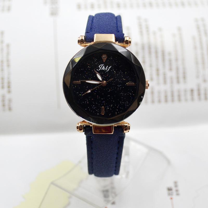 

Wristwatches Relogio Feminino Fashion Women Leather Casual Watch Luxury Analog Quartz Starry Sky Wristwatch Diamond Clock Drop B50, Brown