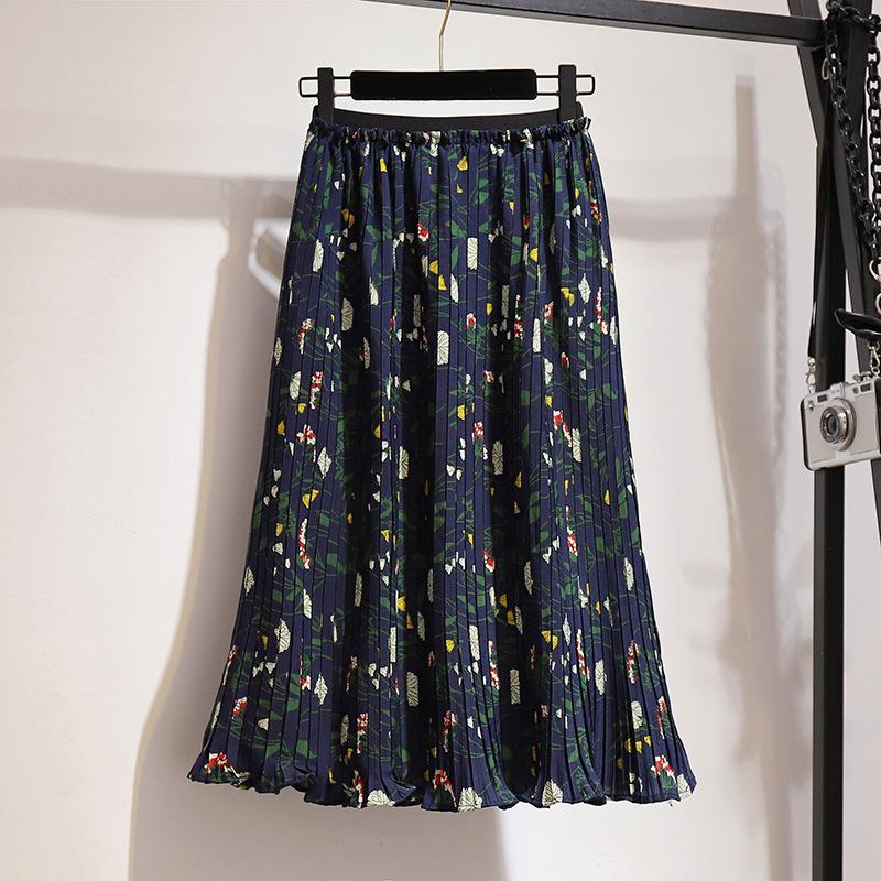 

Skirts Spring Korean Temperament Floral Printed Loose Chiffon Pleated 2022 Product Chic Vestido SkirtSkirts, Mixed color