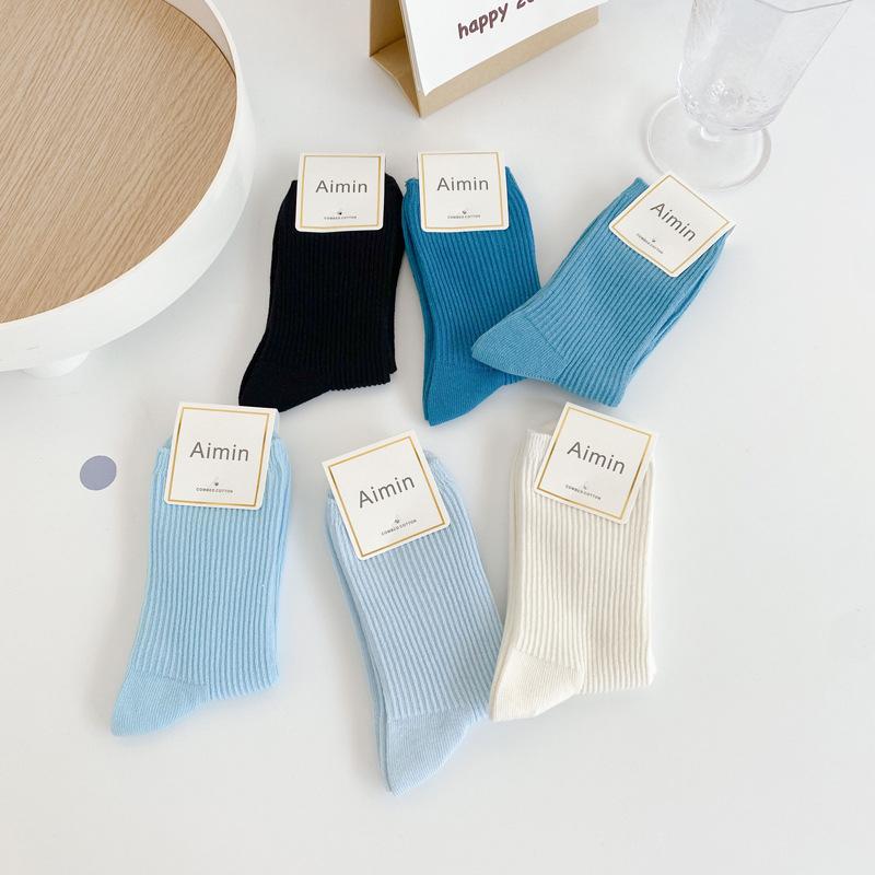 

Socks & Hosiery Blue Preppy Style Casual Students Vertical Stripes Fashion Women Cotton Cozy Breathable Japanese Harajuku SocksSocks, White