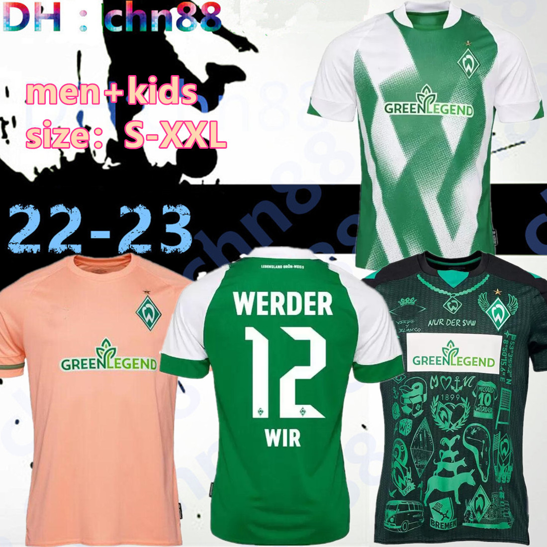

22 23 Werder Bremen SPECIAL SOCCER JERSEY Marvin Ducksch Leonardo Bittencourt BLACK GREEN 2022-2023 How Deep is Your Love football shirts TOP THAILAND men kids kit, 22-23 away