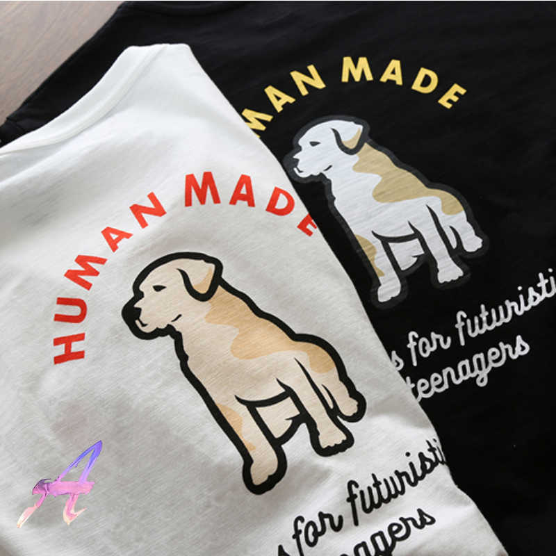 

2022ss Puppy Print High Quality Men' Women' Bamboo Cotton HUMAN MADE T-shirt
