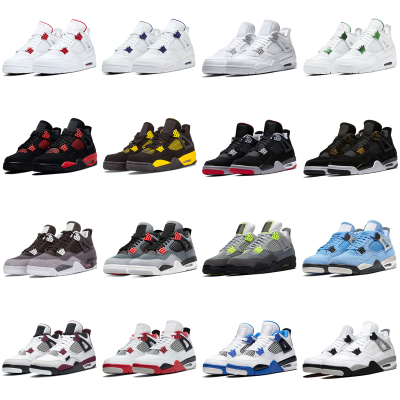 

Jumpman 4 4s Basketball Shoes Slipper Red Thunder Mens Black Cement Cat Cream Sail White Oreo Bred Pine Green Purple Men Sports Sneakers Jorda Jordam Jorden Jordens