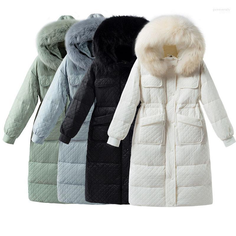 

Women' Down & Parkas Female Women Coat 2022 Fashion Jacket Winter White Duck Hooded Big Fur Collar Loose NBH275 Guin22, Black