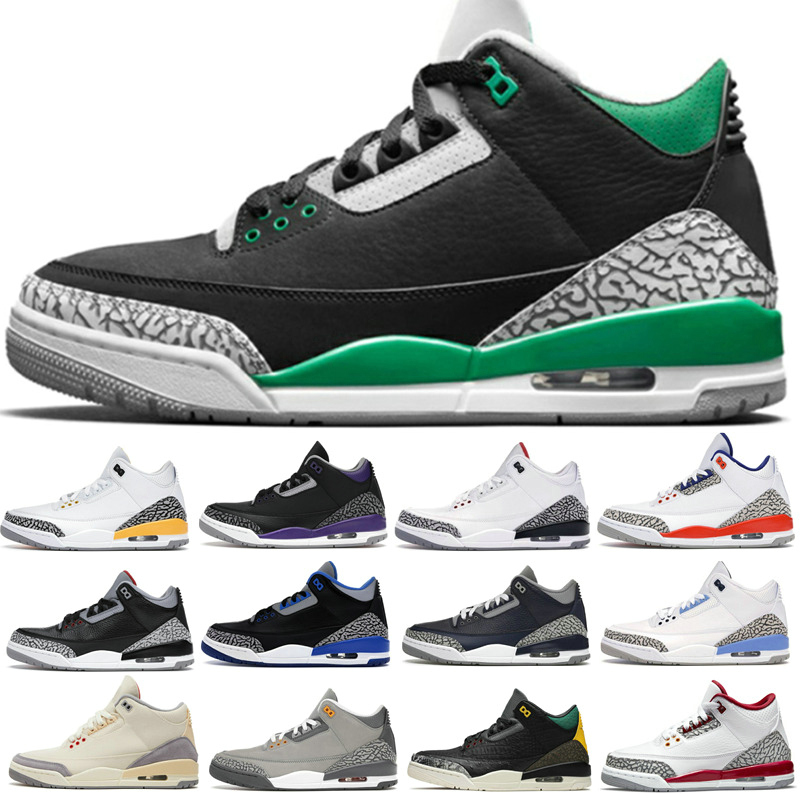 

Pine Green Men Basketball Shoes 3 3s kumquat Black Gold White Red Cement Seoul Fragment Raised Outdoor Sneakers Athletics Trainers With Box 2022 sz us 4-13, 3s varsity royal cement