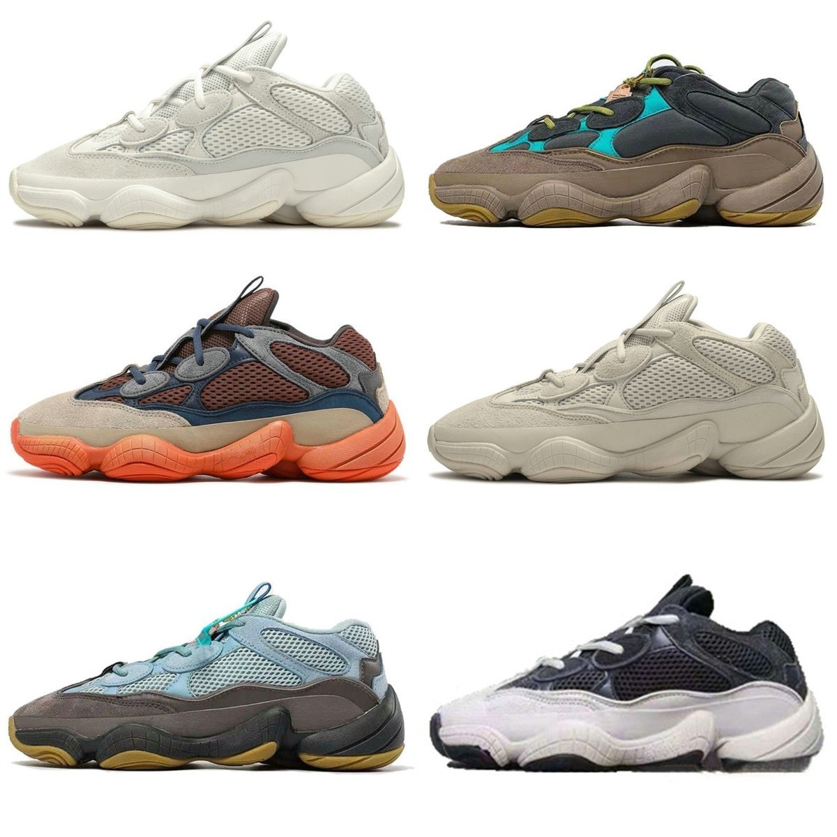 Designers 500 Chaussures de sport pour hommes Femmes Enflame Granite Utilitaire Black Bone Blanc Stone Salt Salt Gray Blush Desert Rat 500S Taupe