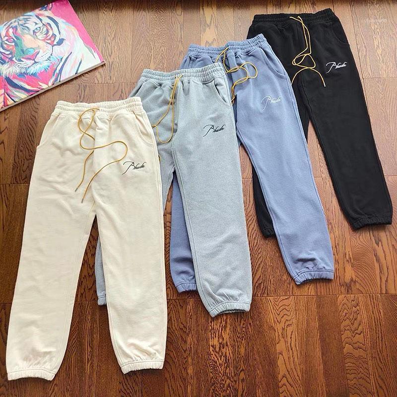 

Men' Pants Embroidered Logo Vintage Drawstring Terry Sweatpants Mens Womens TrousersMen' Men'sMen, Black