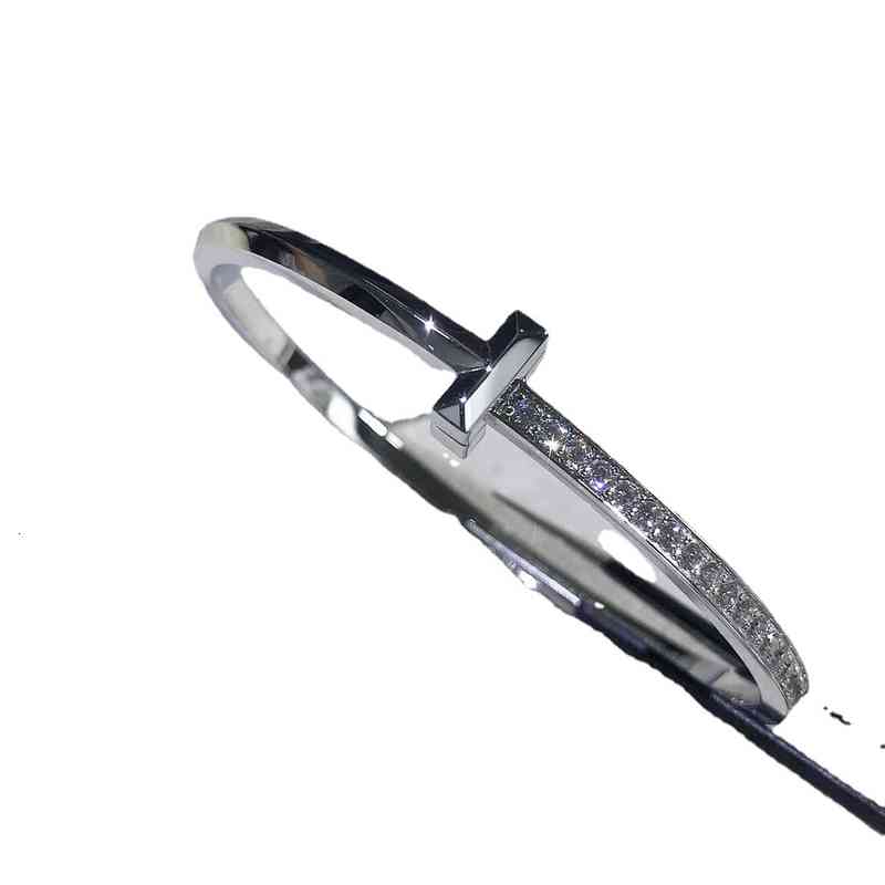 

Factory designer bangle V jindijia T1 diamond inlaid Bracelet women039s double T wide and narrow version semi simple fashion Folding7107198 QIOF