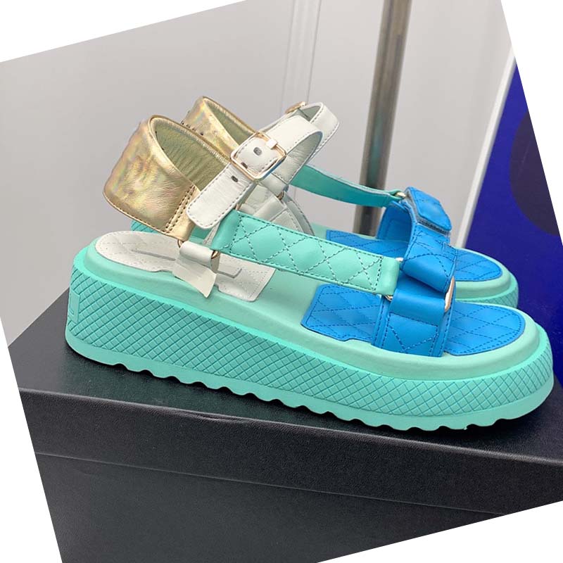 

Designer Calfskin Platform Sandals For Woman Calssic Open Shoes Luxury Pumps And Slingbacks Fashion Slippers Womens Loafers Green Flip Flops Rubber Mules Plus Size, Box