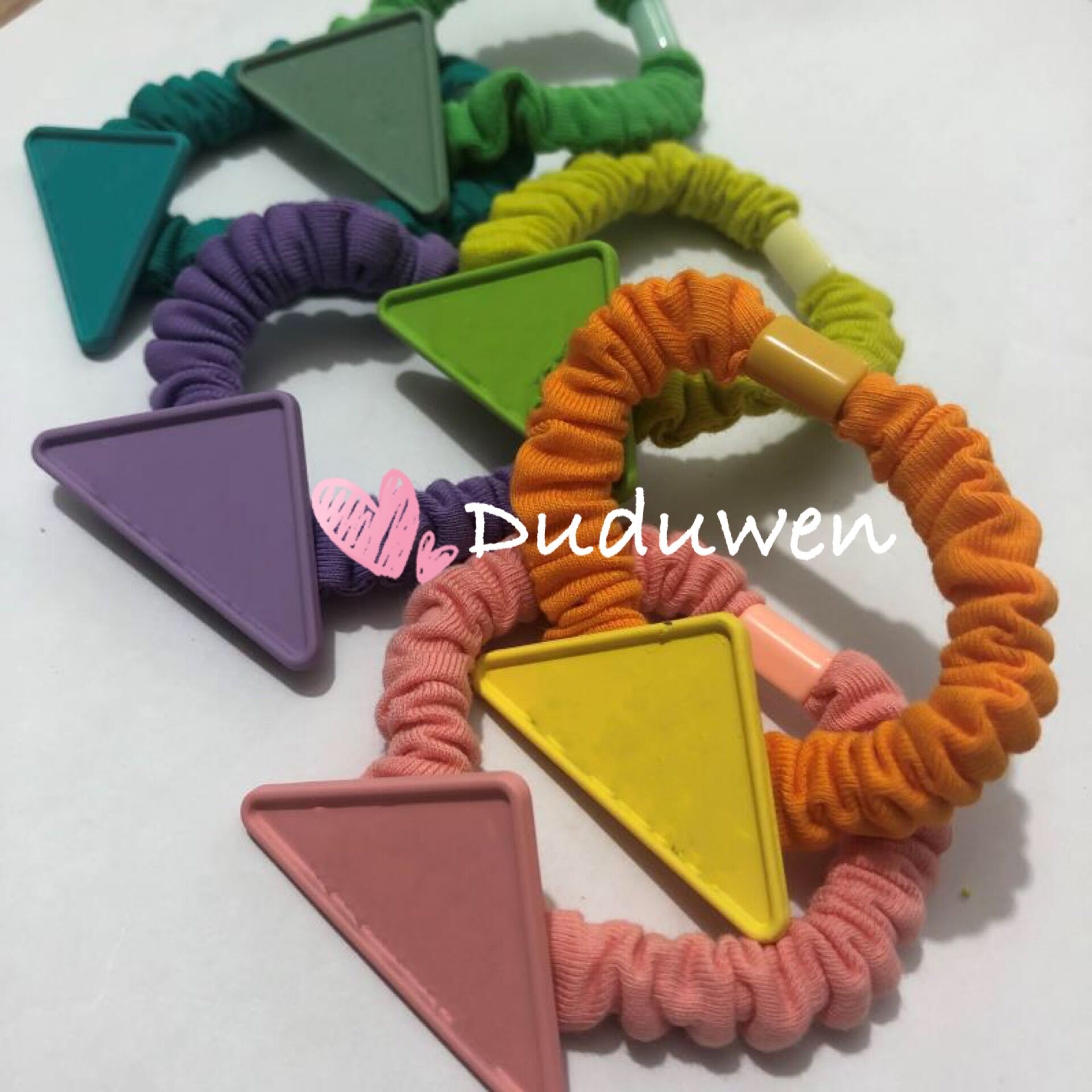 

classical design colorful rubber fashion Accessories P triangle mark with letter hairtie bands Hair Rope party gift-vip
