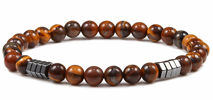 

8mm good Fashion Strands Natural Stone black gallstone septum malachite map stone Agate Bracelet elastic a324y