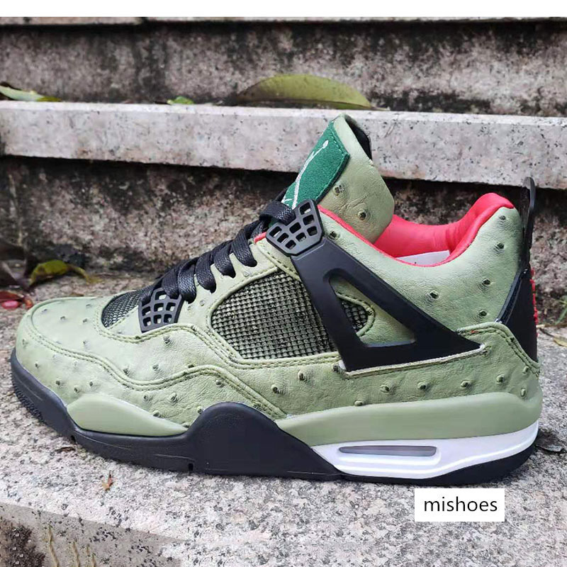 

Ostrich Pattern Cactus Jack Jumpman 4 4s Basketball Shoes Men Surgeon Customs Designer Mens Green Trainers Sports Sneakers Size40-47, Bubble wrap packaging