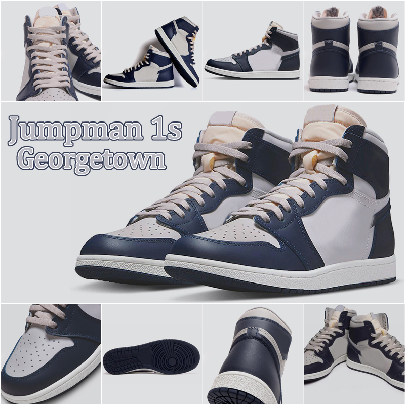 

Jumpman 1s Basketball Shoes Georgetown 1 Mens Womens Sneakers High Low Sports Trainers Size 13, Patent bred blue 36-46