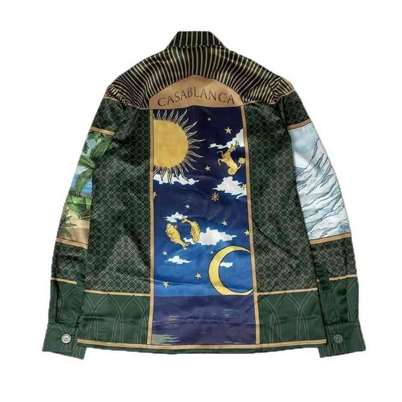 

Casablanca alchemy print sun moon constellation totem Silk Long Sleeve Shirt Men and women same style designer shirts, Beige