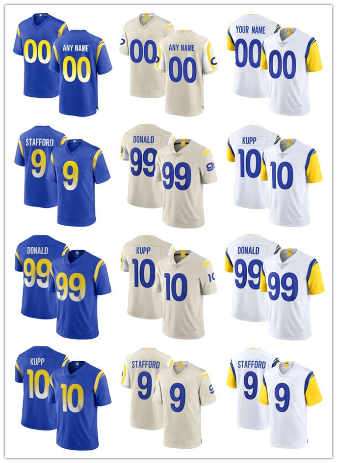 

custom 99 Aaron Donald 5 Jalen Ramsey 9 Matthew Stafford 10 Cooper Kupp 3 Odell Beckham Jr. 23 Cam Akers 45 Bobby Wagner 77 Andrew Whitworth Football Jerseys, Colour