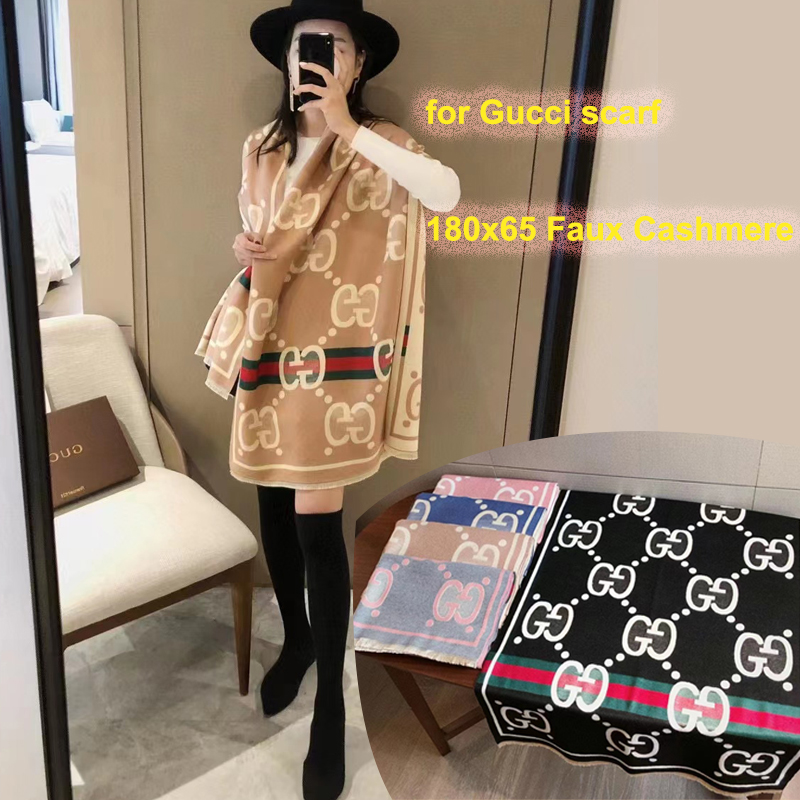 

180x65cm Rectangular Shawl Ladies Fashion Designer Scarf for Gucci Classic Full Letter Print Imitation Cashmere Soft and Comfortable Scarf with packaging