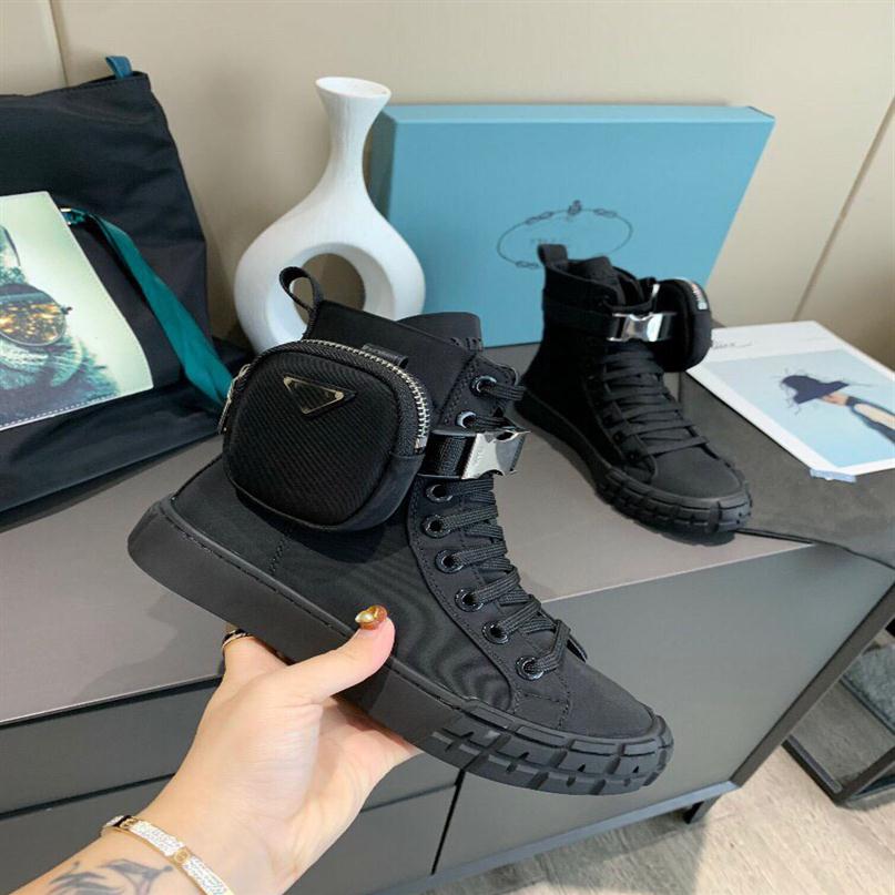 

Wheel Re-Nylon Gabardine luxury design for men women boots canvas vamp lock hanging bag decoration ankle booties solid color fashi249I, Colour 2